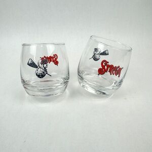 Strega Liqueur Medusa Witch Roly Poly Wobble Lowball Cocktail Glasses Set of 2